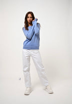 Pull Col Rond Etret - Sky - 100% Cachemire 2 Fils