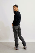 Round Neck Buttoned Back Jumper - Estaris - Black