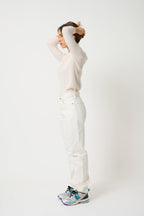 Round-Neck Jumper with Buttoned Back - Estaris - Ivory