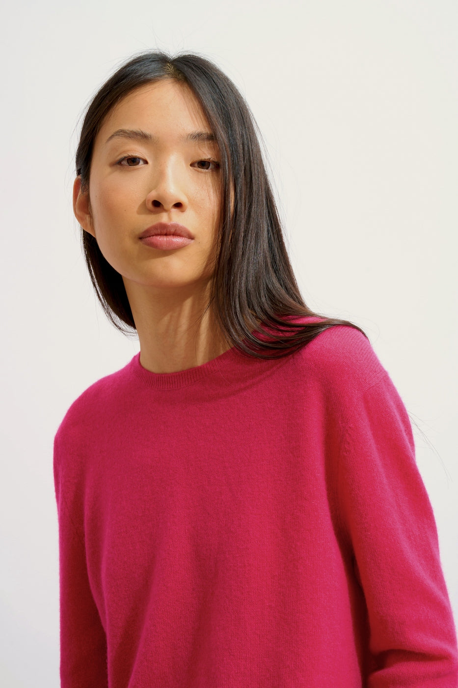 Pull Col Rond Boutonné Dos - Estaris - Fuchsia