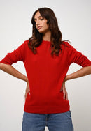 Jersey Cuello Redondo Abotonado Espalda - Estaris - Rojo
