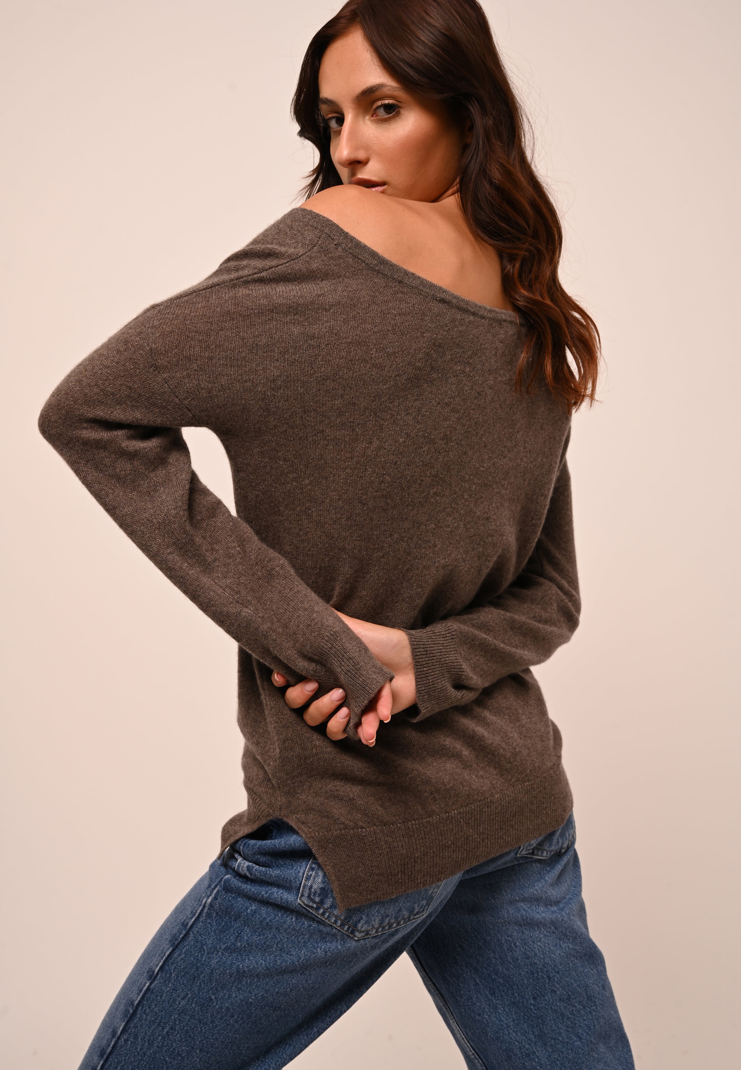 Pull Col Rond - Faraut - Taupe Chiné