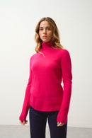 Pull Col Roulé Fornet - Fuchsia - 100% Cachemire 2 Fils - Femme