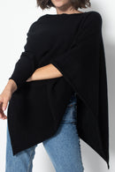 Poncho Carra - Noir - 100% Cachemire 2 Fils - Femme