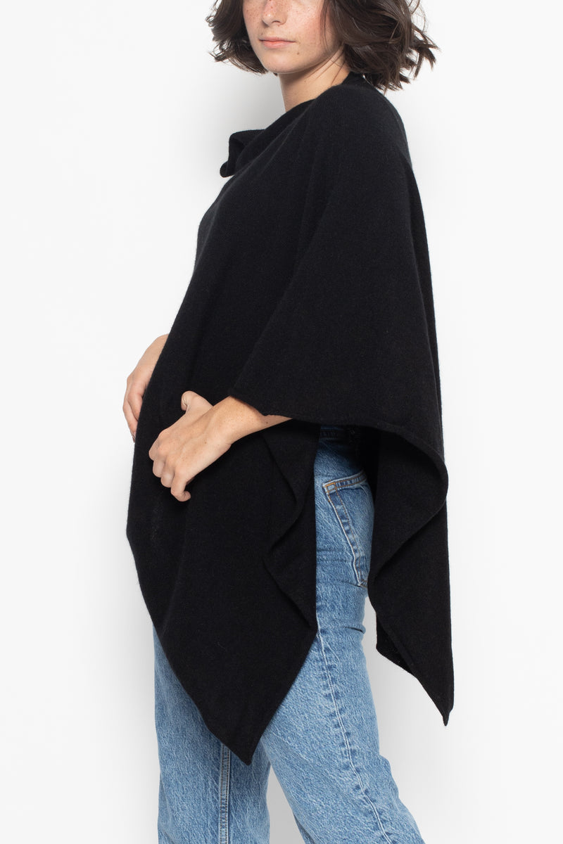 Poncho Carra - Noir - 100% Cachemire 2 Fils - Femme