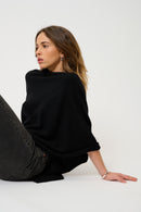 Poncho Carra - Noir - 100% Cachemire 2 Fils - Femme