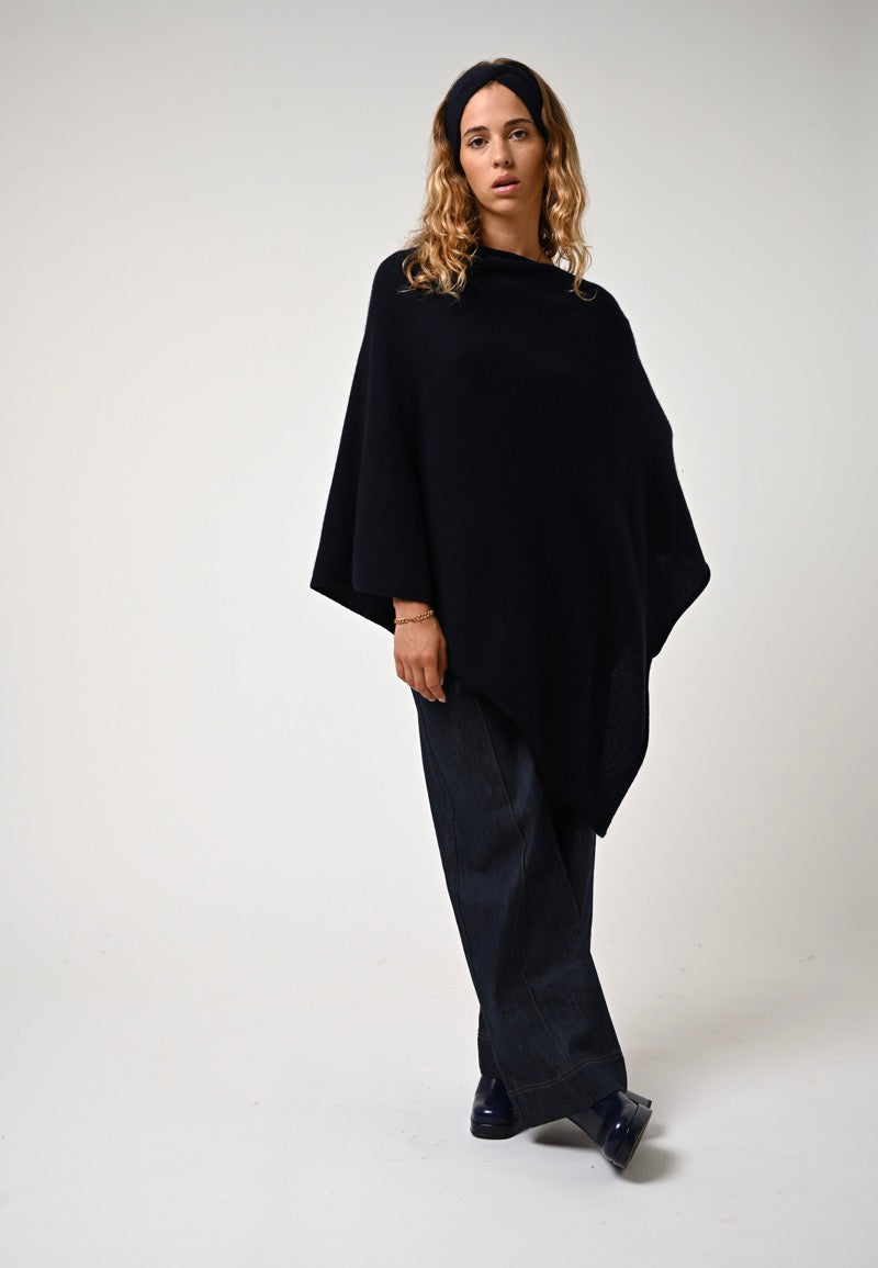 Poncho Carra - Navy - 100% Cachemire 2 Fils - Femme