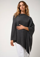 Poncho Carra - Anthracite Chiné - 100% Cachemire 2 Fils - Femme