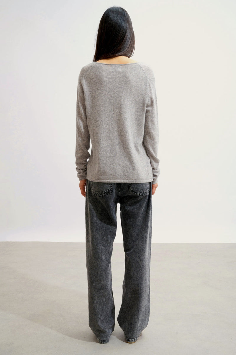 Jersey con cuello en V - Galise - Heather Cloud