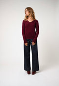 V-Neck Jumper - Galise - Burgundy