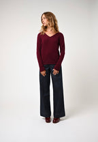 V-Neck Jumper - Galise - Burgundy