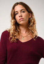 V-Neck Jumper - Galise - Burgundy