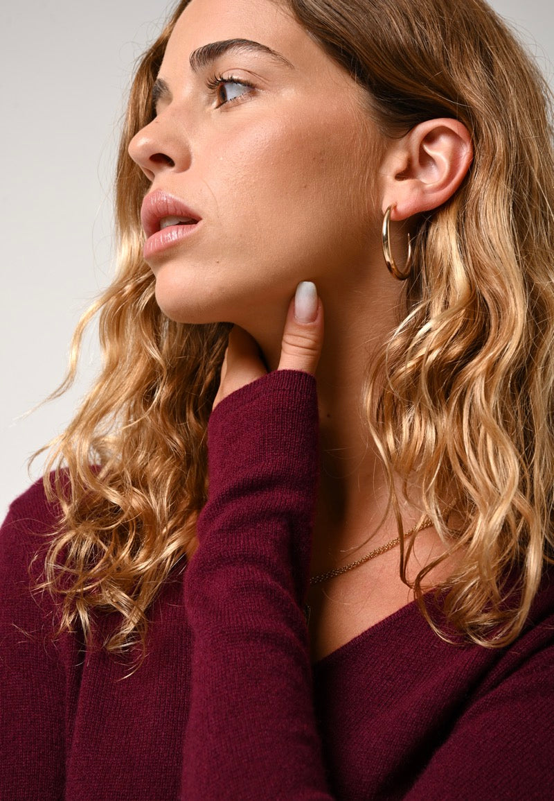 V-Neck Jumper - Galise - Burgundy
