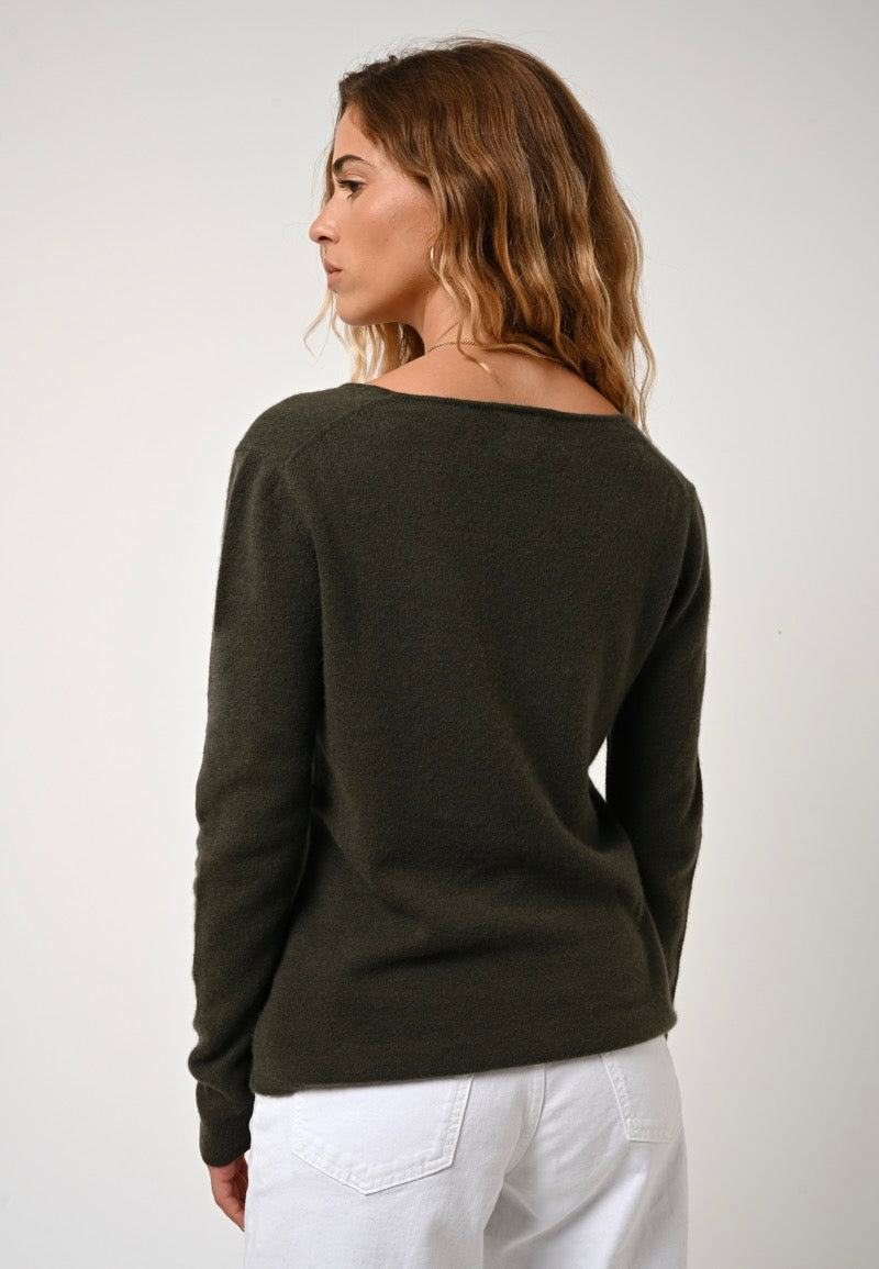 V-Neck Jumper - Galise - Khaki