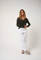 V-Neck Jumper - Galise - Khaki