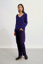 Jersey de cuello en V - Galise - Morado