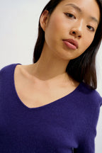 Jersey de cuello en V - Galise - Morado