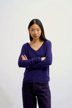 Jersey de cuello en V - Galise - Morado
