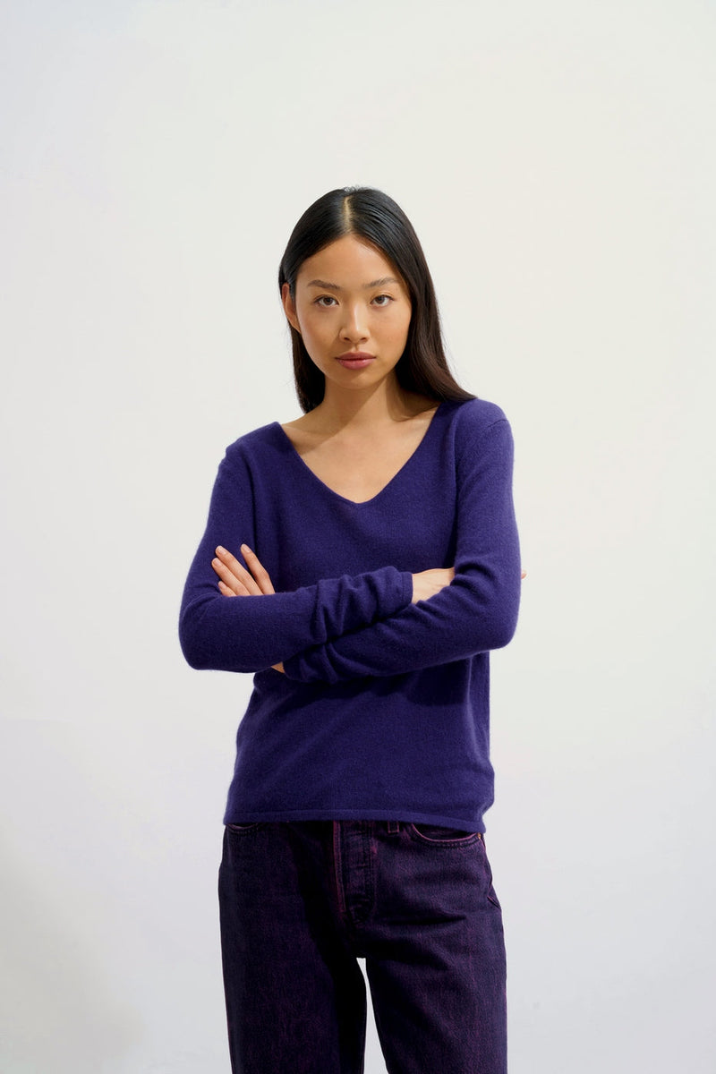 Pull Col V - Galise - Purple