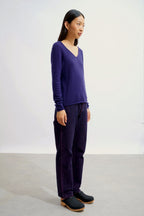 Jersey de cuello en V - Galise - Morado