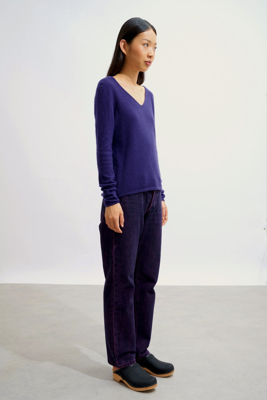 Jersey de cuello en V - Galise - Morado