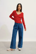 V-Neck Jumper - Galise - Red