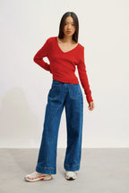 Jersey de Cuello en V - Galise - Rojo