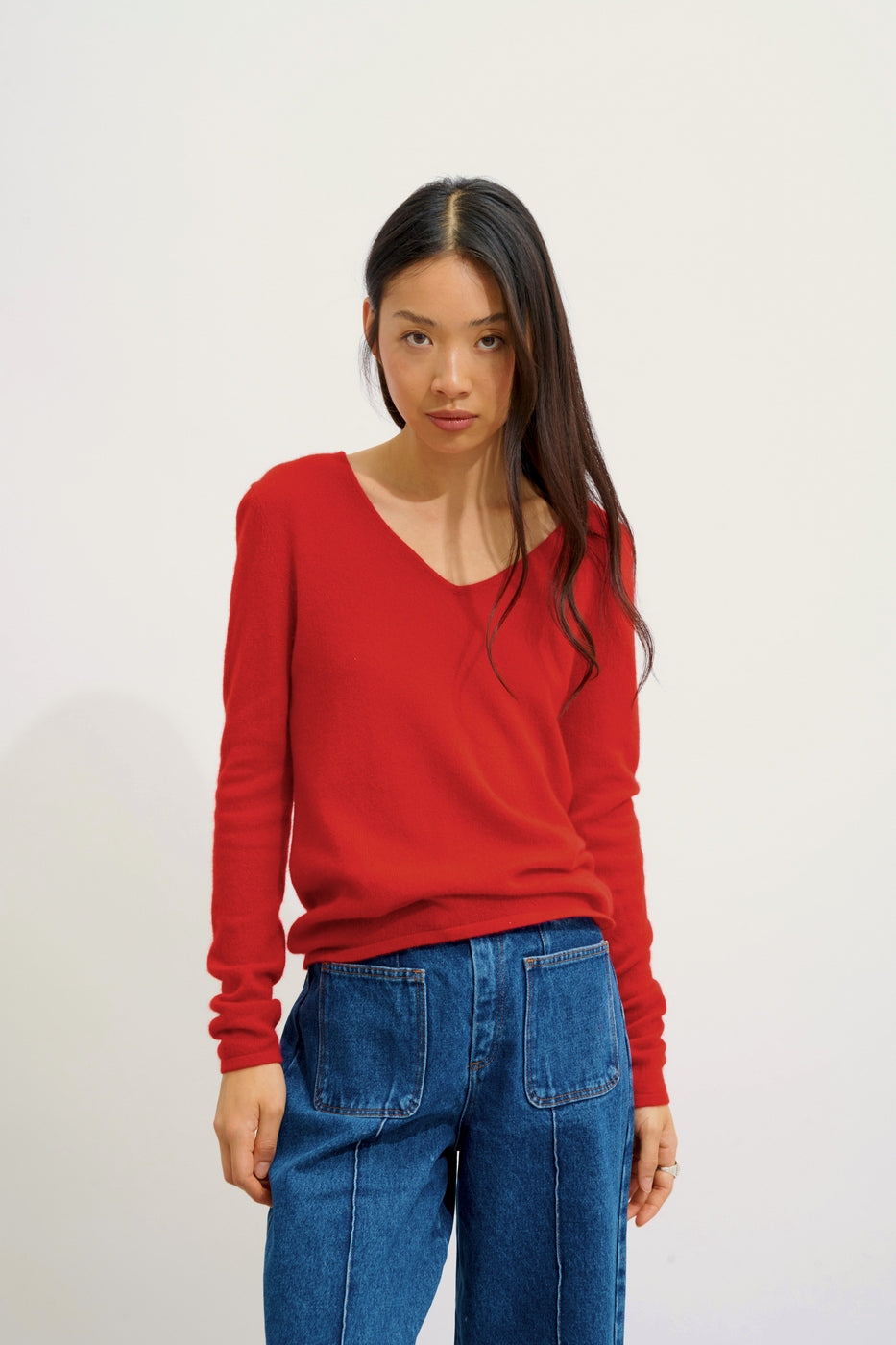 Jersey de Cuello en V - Galise - Rojo