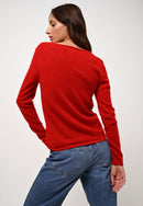 Pull Col V  Galise - Rouge - 100% Cachemire 2 Fils - Femme