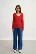 Jersey de Cuello en V - Galise - Rojo
