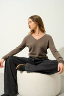 Pull Col V - Galise - Taupe Chiné