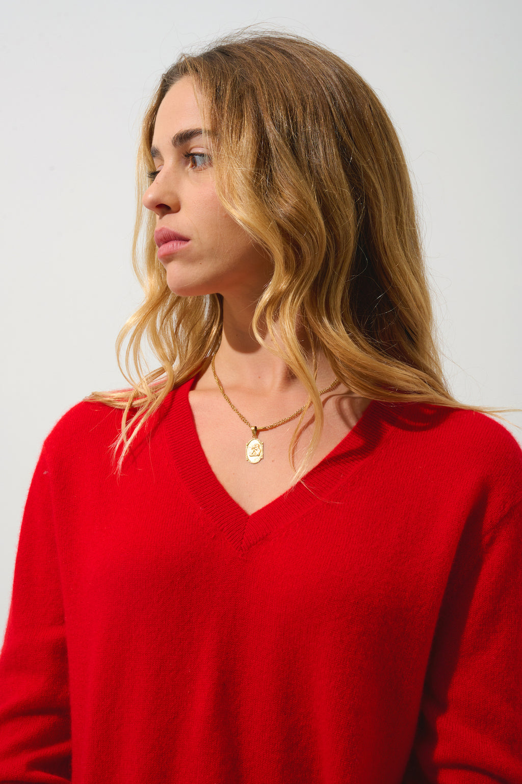 Jersey de cuello en V - Gardoria - Rojo