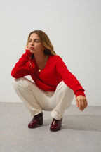 Jersey de cuello en V - Gardoria - Rojo