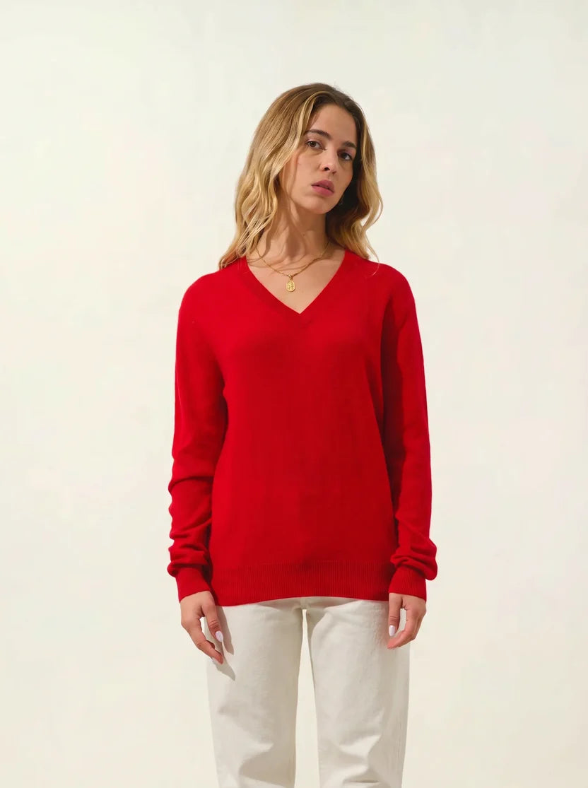 V-Neck Jumper - Gardoria - Red