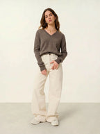 Pull Col V - Gardoria - Taupe Chiné