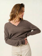 Pull Col V - Gardoria - Taupe Chiné