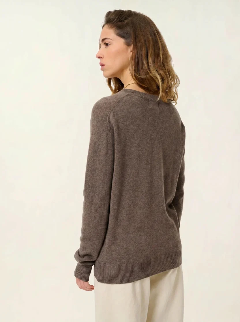 Pull Col V - Gardoria - Taupe Chiné