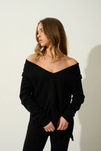 Pull Col V Devant Et Dos - Giegn - Noir