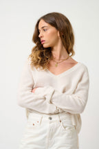V-Neck Jumper Front And Back - Giegn - Ivory
