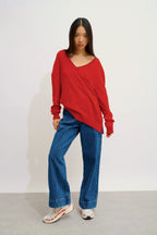 V-Neck Jumper Front And Back - Giegn - Red