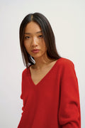 V-Neck Jumper Front And Back - Giegn - Red
