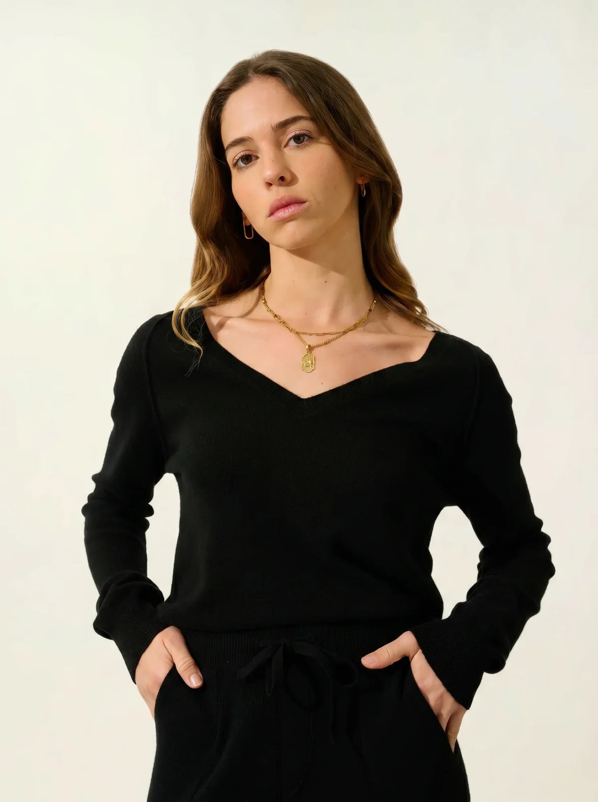 Pull Col V - Giusalet - Noir