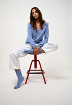 Jersey de cuello en V - Giusalet - Azul cielo