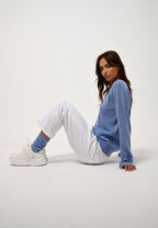 Pull Col V Giusalet - Sky - 100% Cachemire 2 Fils