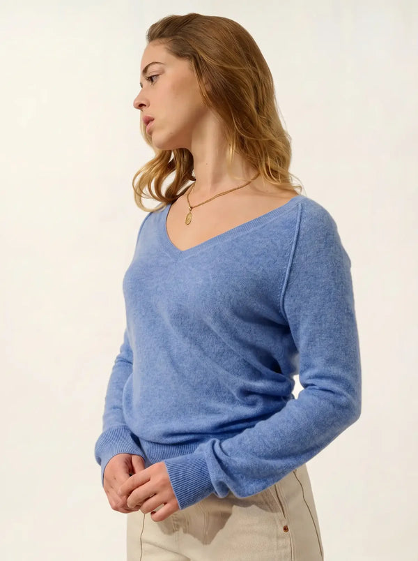 Jersey cuello en V - Giusalet - Celeste