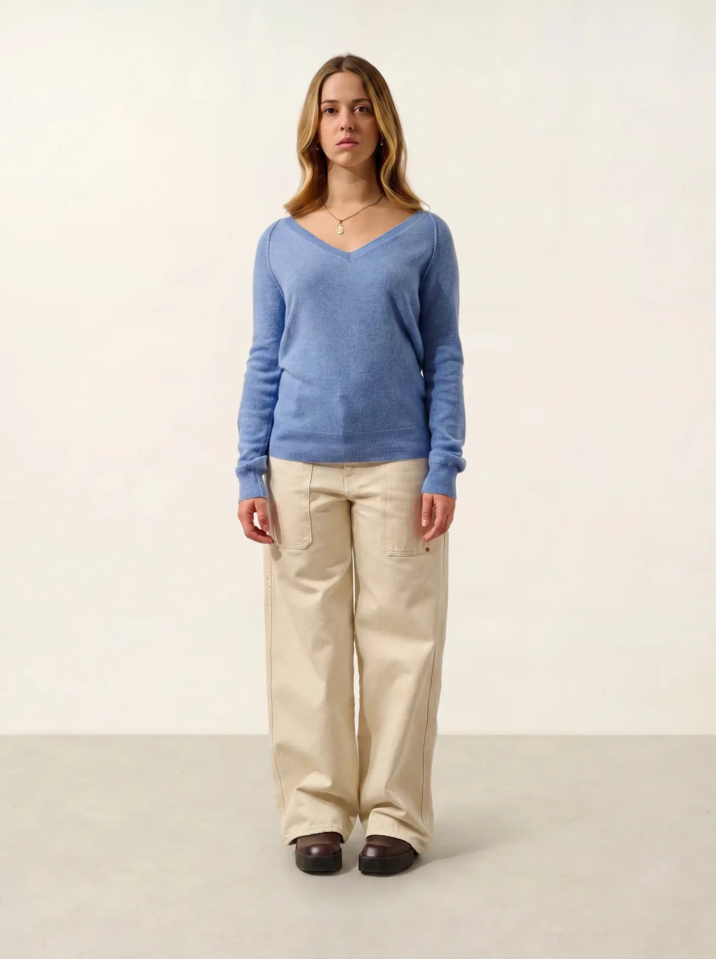 Jersey cuello en V - Giusalet - Celeste
