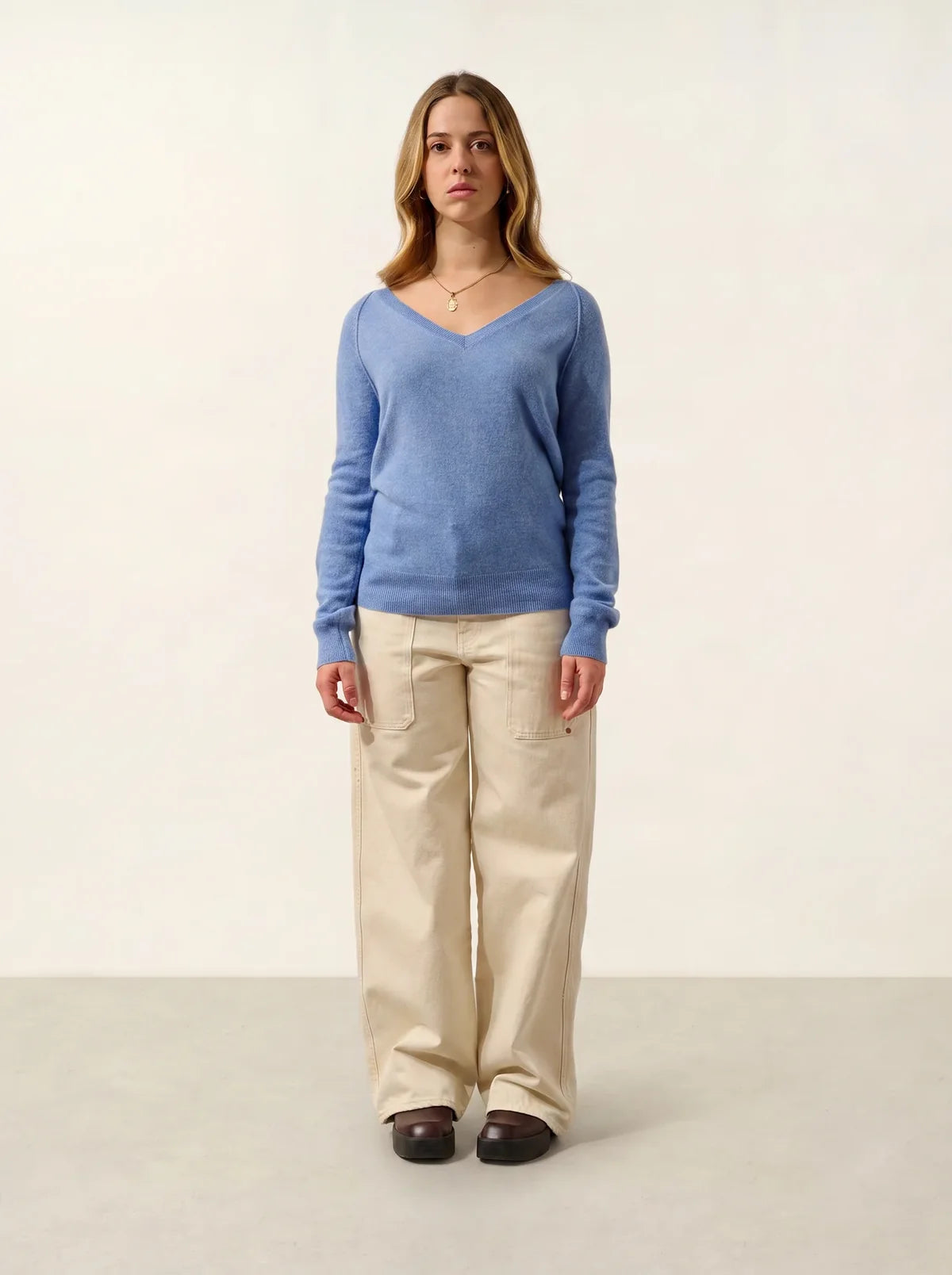 Jersey cuello en V - Giusalet - Celeste