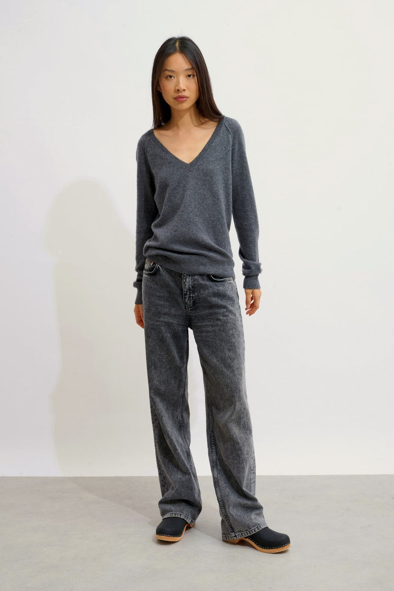 Jersey Cuello Pico - Giusalet - Antracita Jaspeada