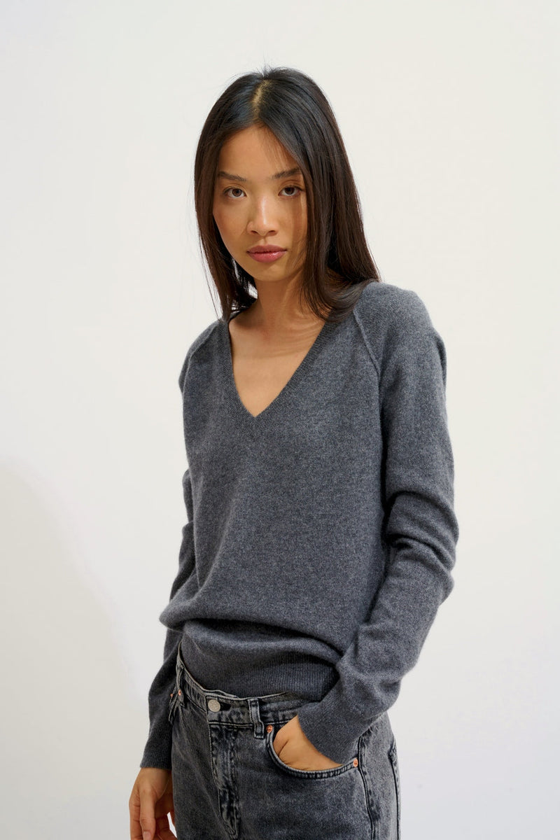 Jersey Cuello Pico - Giusalet - Antracita Jaspeada