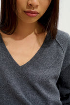 Jersey Cuello en V - Giusalet - Antracita Jaspeado